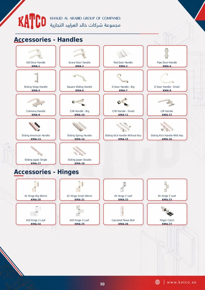 KATCO accessories — handles & hinges range